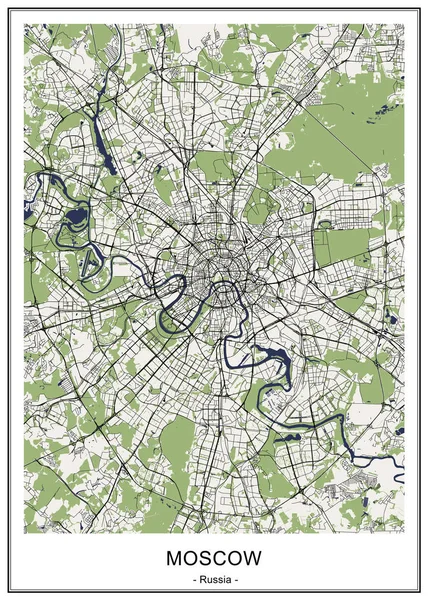 Vettoriale Mappa Moderna Della Città Mosca Russia — Vettoriale Stock