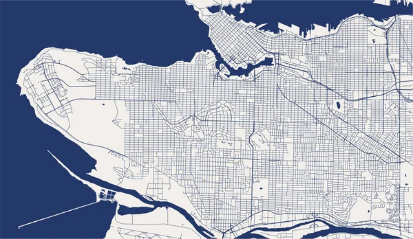 カナダ バンクーバーの街のベクトル地図 — ストックベクタ
