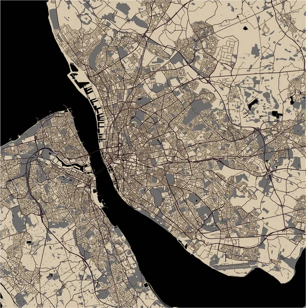 Mapa Vetorial Cidade Liverpool Birkenhead Reino Unido —  Vetores de Stock