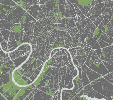 Moskova, Rusya'nın şehrin modern harita vektör