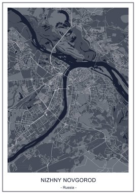 Nizhny Novgorod, Rusya'nın şehrin vektör harita