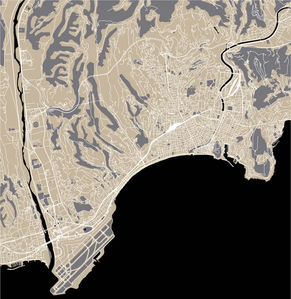 Векторная Карта Города Ницца Прованс Альпы Лазурный Берег Альпы Приморские — стоковый вектор