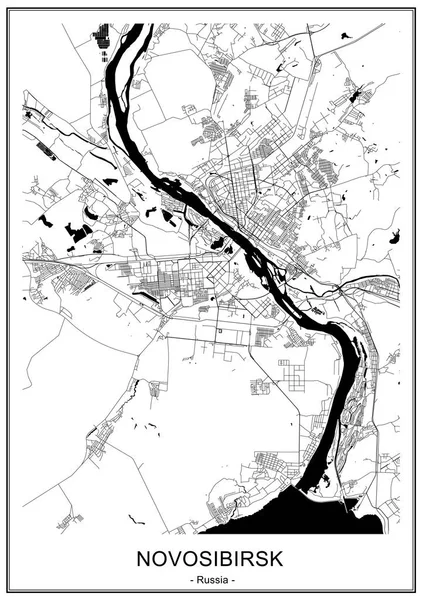 Mappa Vettoriale Della Città Novosibirsk Siberia Russia — Vettoriale Stock