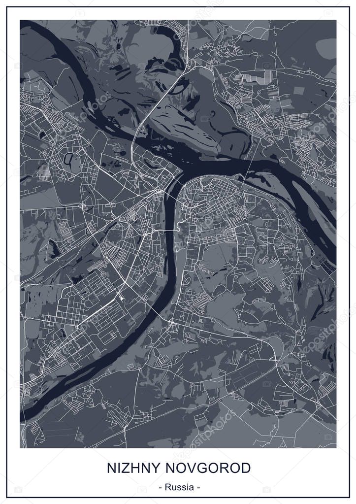 vector map of the city of Nizhny Novgorod, Russia