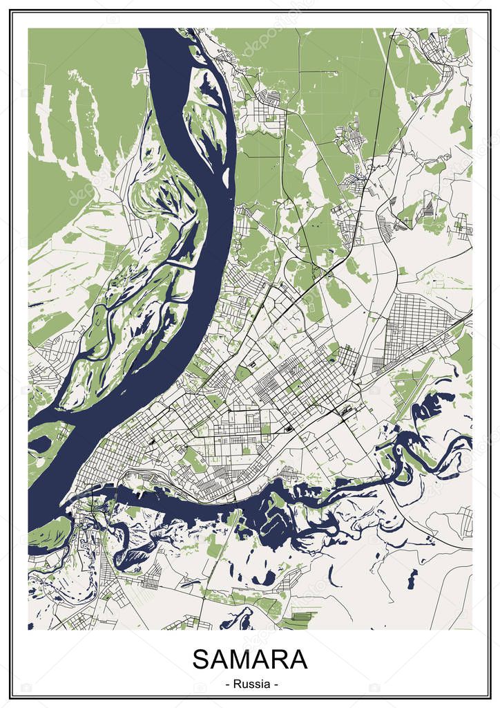 vector map of the city of Samara, Russia