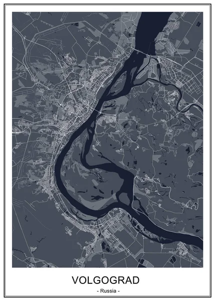 Mappa della città di Volgograd, Russia — Vettoriale Stock