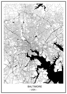 Şehir Baltimore, Maryland, ABD Haritası
