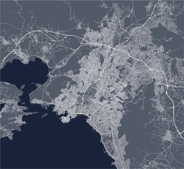 Carte de la ville de Athènes, Grèce — Image vectorielle
