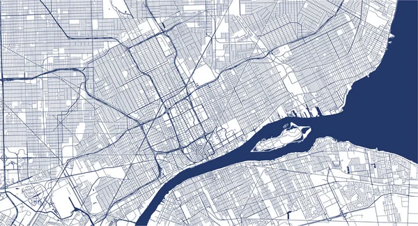 Mapa da cidade de Detroit, Michigan, Estados Unidos da América — Vetor de Stock