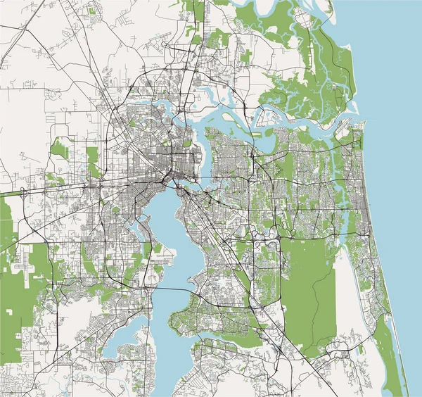 Mapa da cidade de Jacksonville, Florida, EUA —  Vetores de Stock