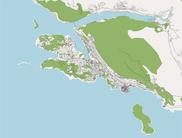 두브로브니크, 크로아티아의 도시 지도 — 스톡 벡터