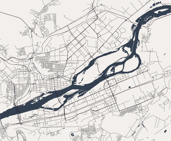 Mapa de la ciudad de Krasnoyarsk, Rusia — Archivo Imágenes Vectoriales