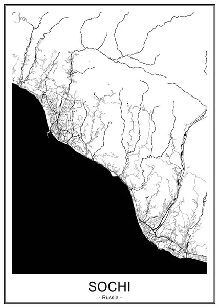 Carte de la ville de Sotchi, Russie — Image vectorielle