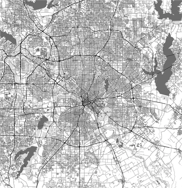 Peta kota Dallas, Texas, Amerika Serikat - Stok Vektor