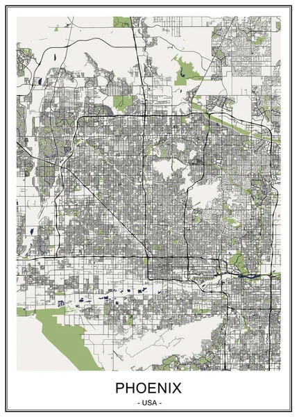 Карта міста Фенікс (штат Арізона, США) — стоковий вектор