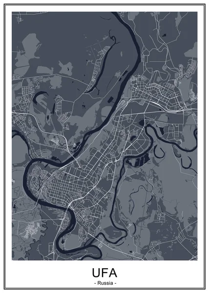 Mapa de la ciudad de Ufa, Rusia — Vector de stock