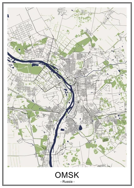 Mapa da cidade de Omsk, Rússia —  Vetores de Stock