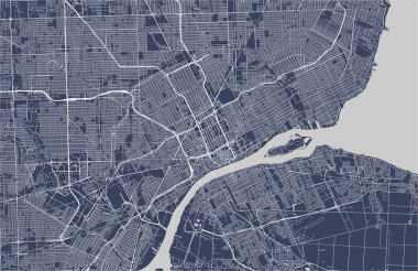 şehir Detroit, Michigan, ABD Haritası