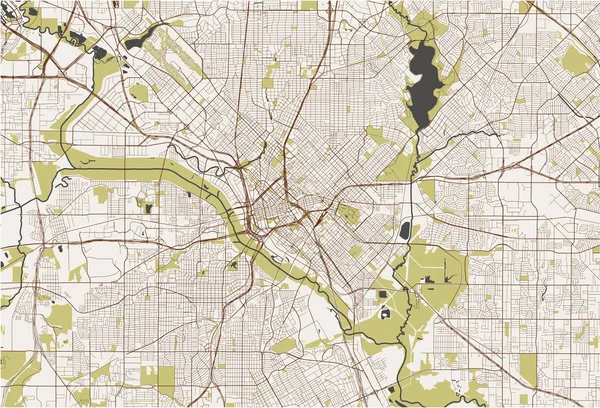 Χάρτης της πόλης του Ντάλας, Τέξας, ΗΠΑ — Διανυσματικό Αρχείο
