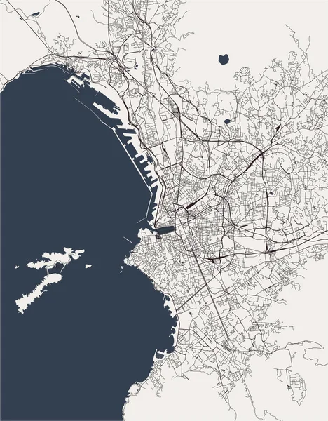 Marsilya, Fransa şehir haritası — Stok Vektör
