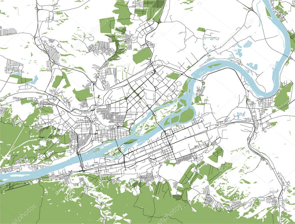 map of the city of Krasnoyarsk, Russia