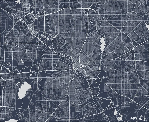 Carte de la ville de Dallas, Texas, États-Unis — Image vectorielle