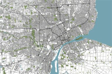 şehir Detroit, Michigan, ABD Haritası