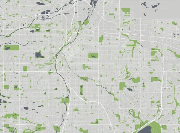 Mapa de la ciudad de Denver, Colorado, USA — Vector de stock