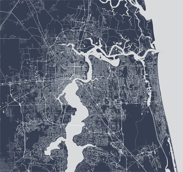 Mapa de la ciudad de Jacksonville, Florida, Estados Unidos — Vector de stock