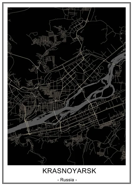 Mapa da cidade de Krasnoyarsk, Rússia —  Vetores de Stock