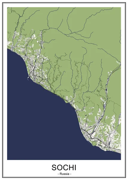 Carte de la ville de Sotchi, Russie — Image vectorielle