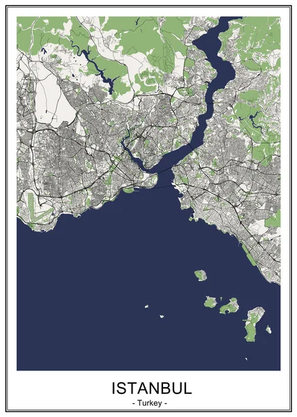 Χάρτης της πόλης της Κωνσταντινούπολης, Τουρκία — Διανυσματικό Αρχείο