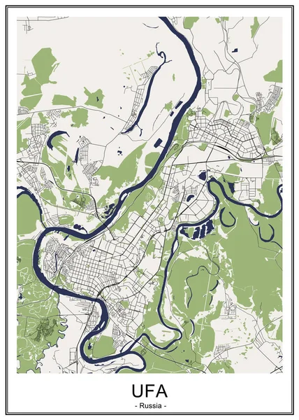 Carte de la ville de Oufa, Russie — Image vectorielle