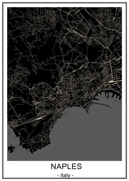 Mapa da cidade de Nápoles, Campania, Itália — Vetor de Stock