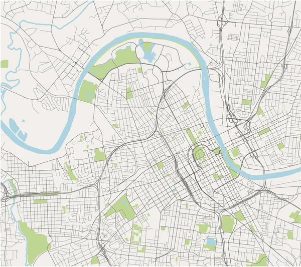 Mapa de la ciudad de Nashville, Tennessee, Estados Unidos — Vector de stock