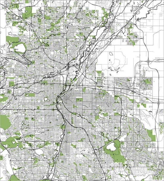 Mapa de la ciudad de Denver, Colorado, USA — Vector de stock