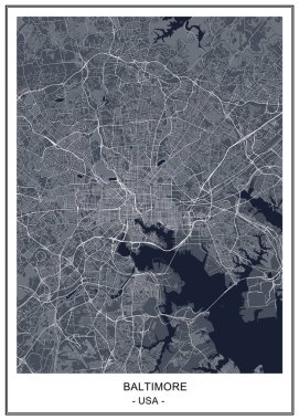 Şehir Baltimore, Maryland, ABD Haritası