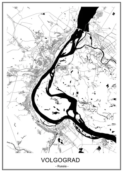 Mappa della città di Volgograd, Russia — Vettoriale Stock