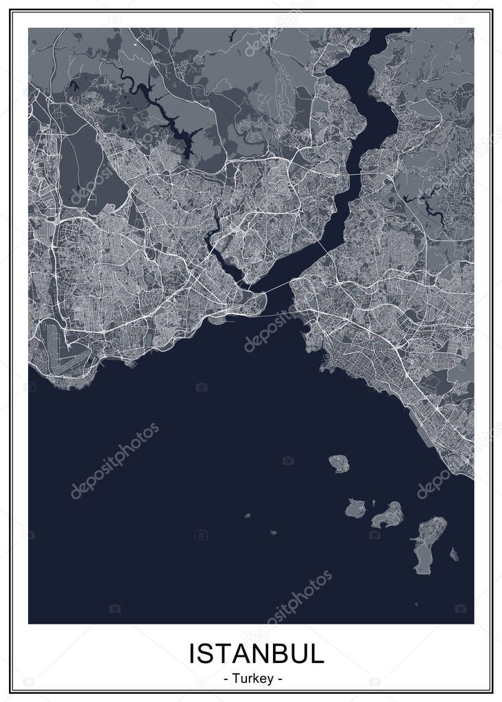 map of the city of Istanbul, Turkey