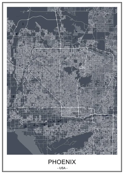 Карта міста Фенікс (штат Арізона, США) — стоковий вектор