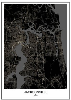 map of the city of Jacksonville, Florida, USA clipart