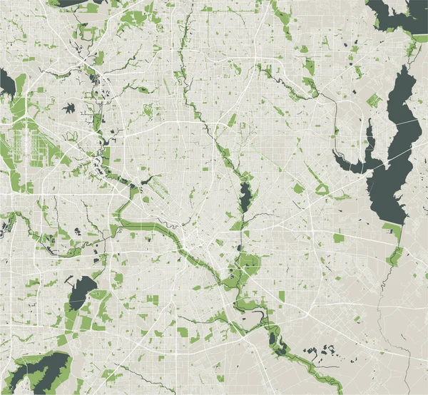 Karte der Stadt Dallas, Texas, USA — Stockvektor