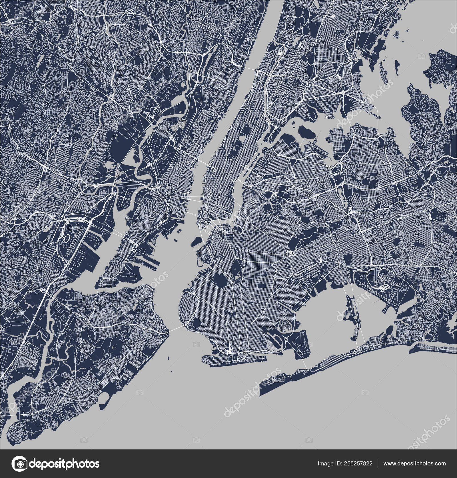 뉴욕시, 뉴욕, 미국 지도 스톡 벡터 - ©tish11 255257822, image size:1600x1673