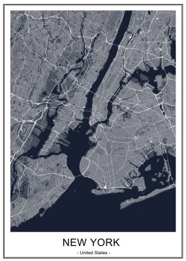 map of the New York City, NY, USA clipart
