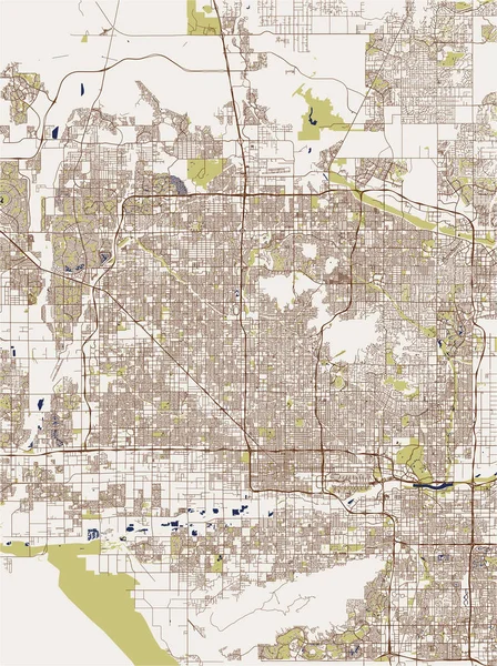 Mapa de la ciudad de Phoenix, Arizona, USA — Vector de stock