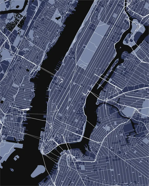 Mapa da Cidade de Nova Iorque, NY, Estados Unidos da América — Vetor de Stock