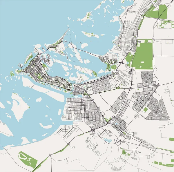 Mapa da cidade de Abu Dhabi, Emirados Árabes Unidos EAU —  Vetores de Stock