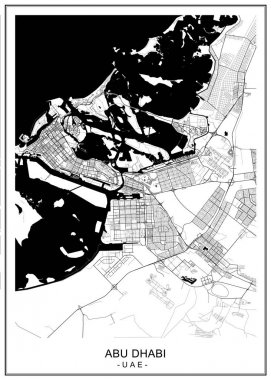 Abu Dabi şehrinin haritası, Birleşik Arap Emirlikleri Bae