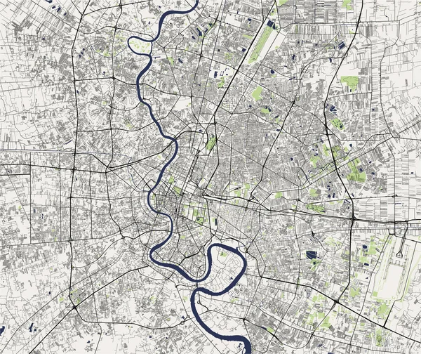 Mapa da cidade de Bangkok, Tailândia — Vetor de Stock