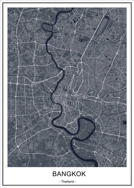 Mapa da cidade de Bangkok, Tailândia — Vetor de Stock